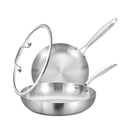 Inqibee Tri-Ply Stainless Steel Frying Pan Set with Lids | 22 & 26 CM