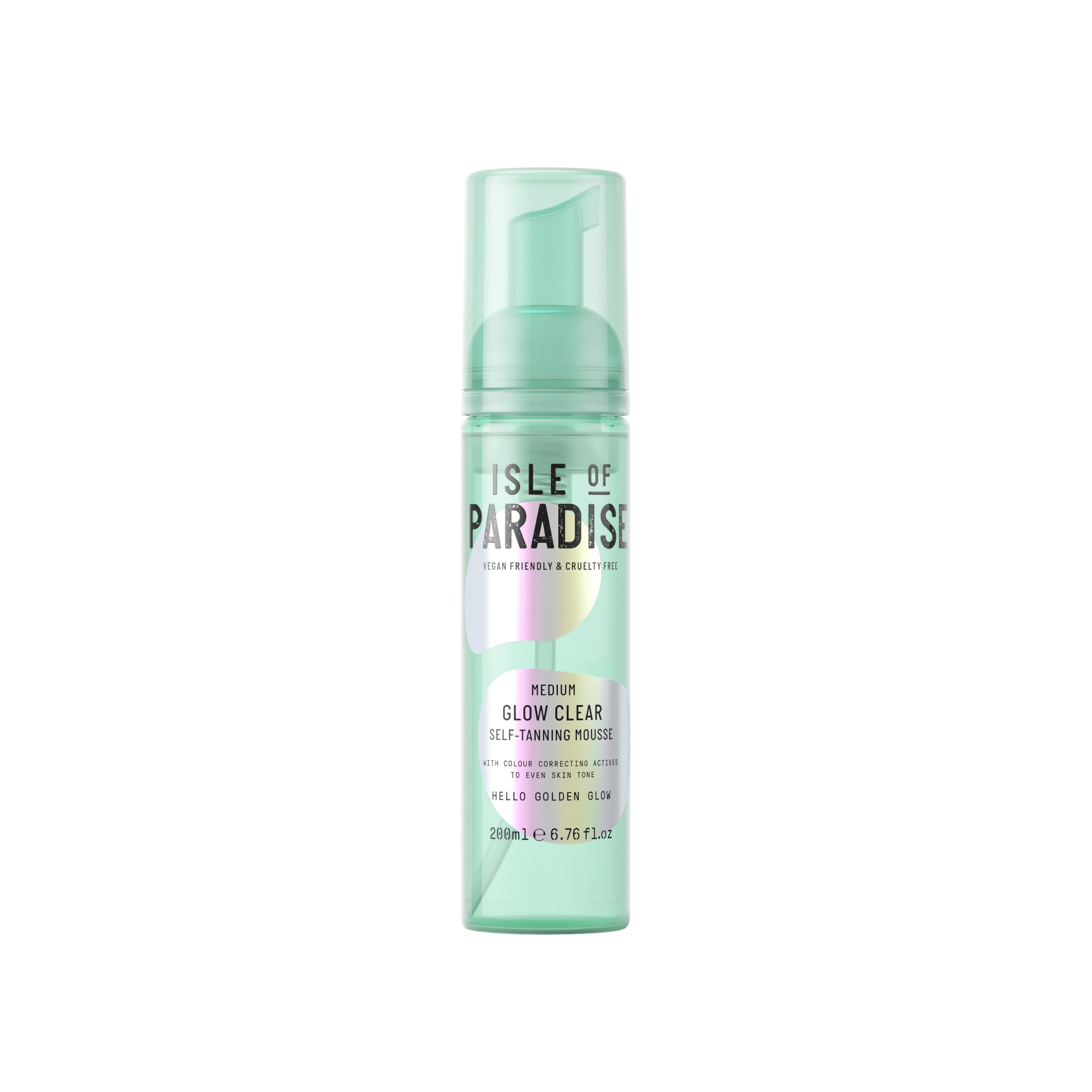 Isle of Paradise Glow Clear Self-Tanning Mousse – Medium Golden Tan (200ml)