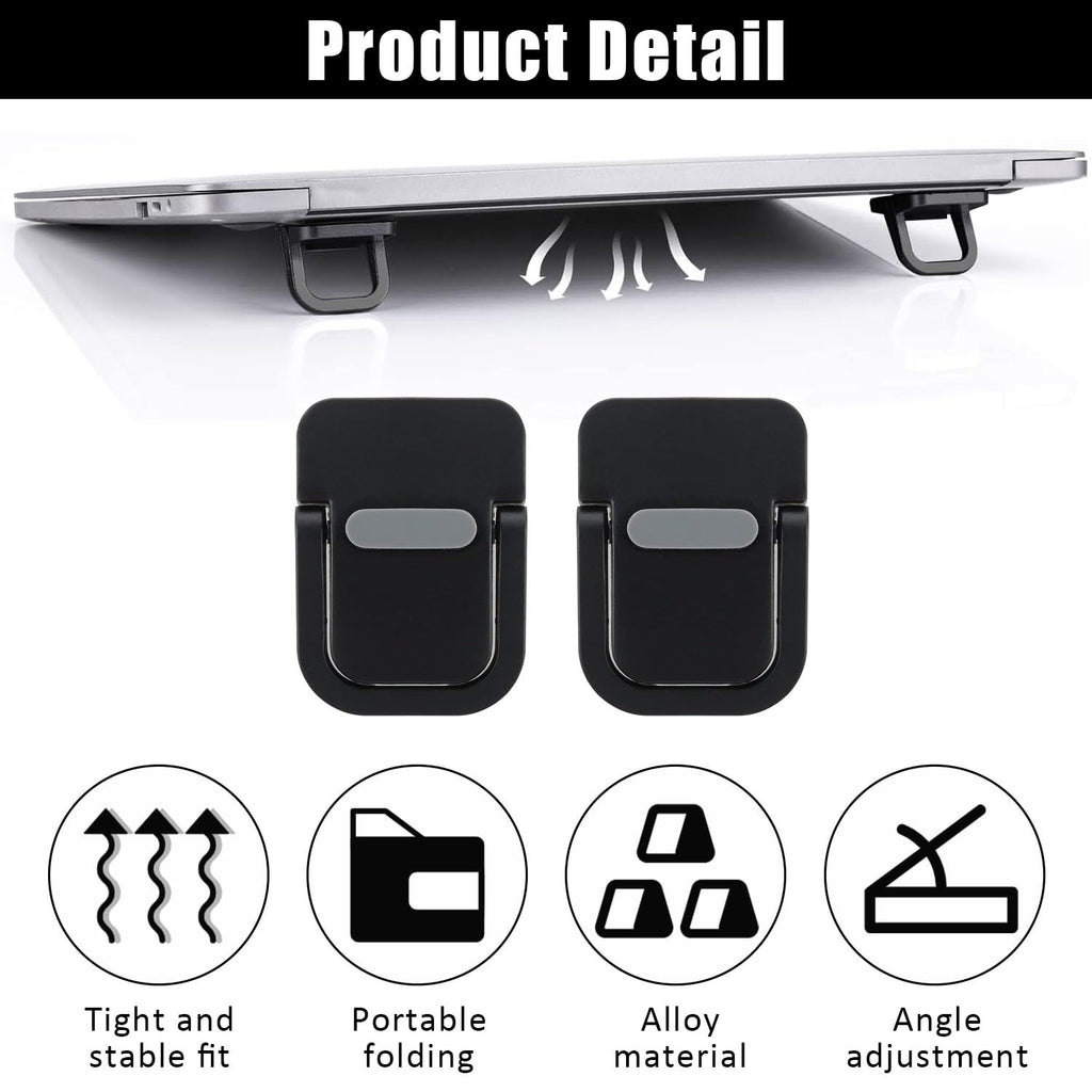 ZEACCT 4-Pack Portable Keyboard Riser, Self-Adhesive Mini Laptop Stand, Foldable & Invisible Adjustable Support for Desk or Laptop Black - image 3