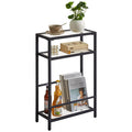 IBUYKE Narrow Side Table | 3-Tier Slim End Table with Glass Top - Black