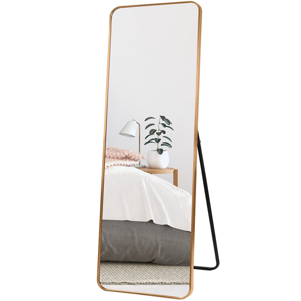 HORLIMER Full Length Standing Mirror | 60x18 Aluminum Frame Gold Mirror