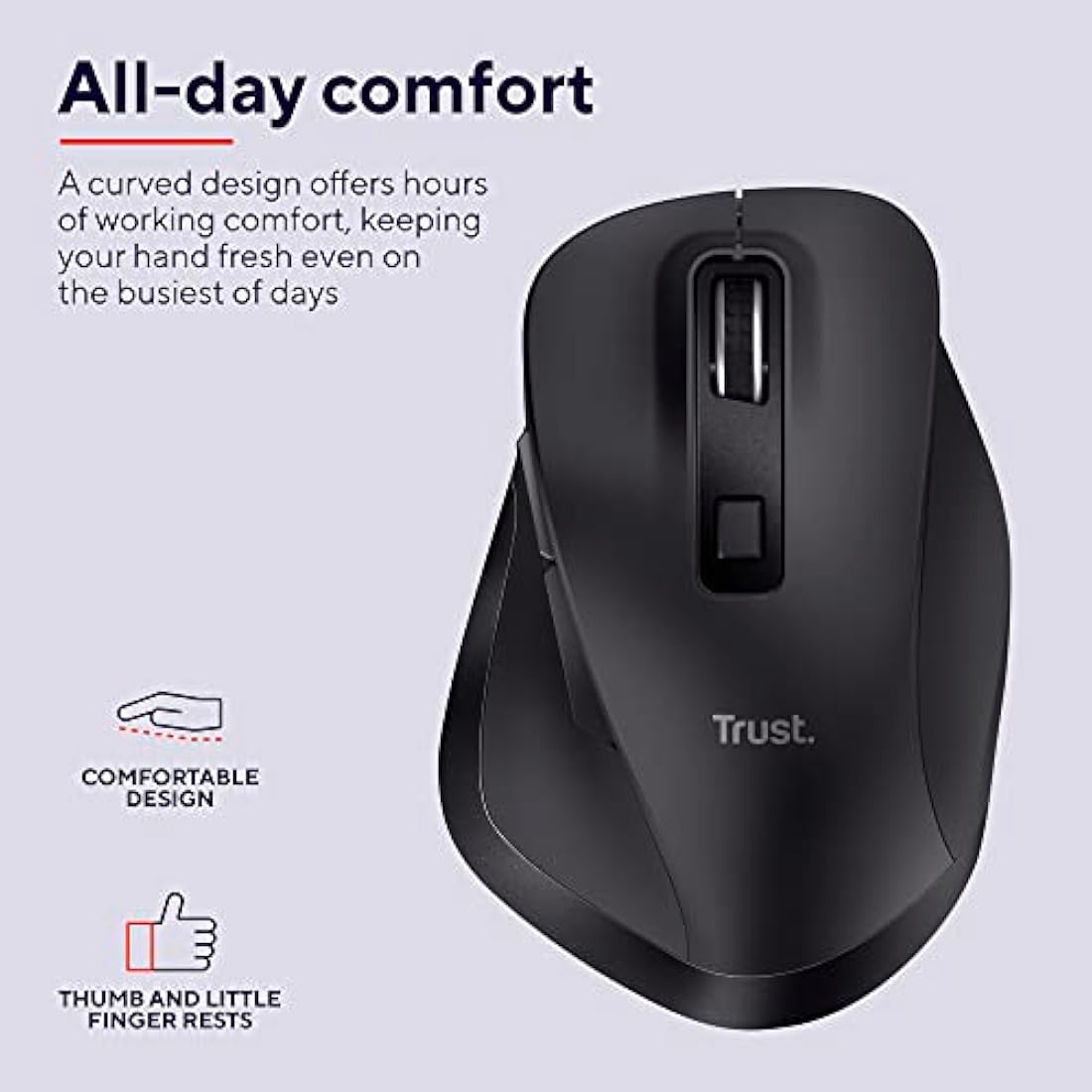 Trust Fyda Ergonomic Wireless Mouse – Rechargeable & Sustainable