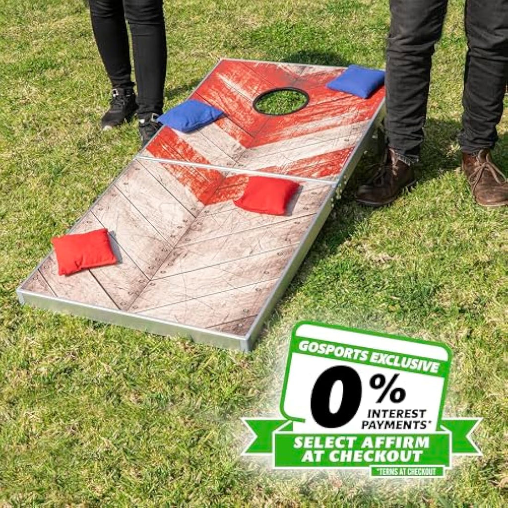 Jolof Store Cornhole Game Set – Regulation Size Rustic Red & Blue