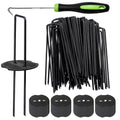 Bakulyor 200 Black Garden Pegs | 6-Inch Steel Landscape Staples with Washers