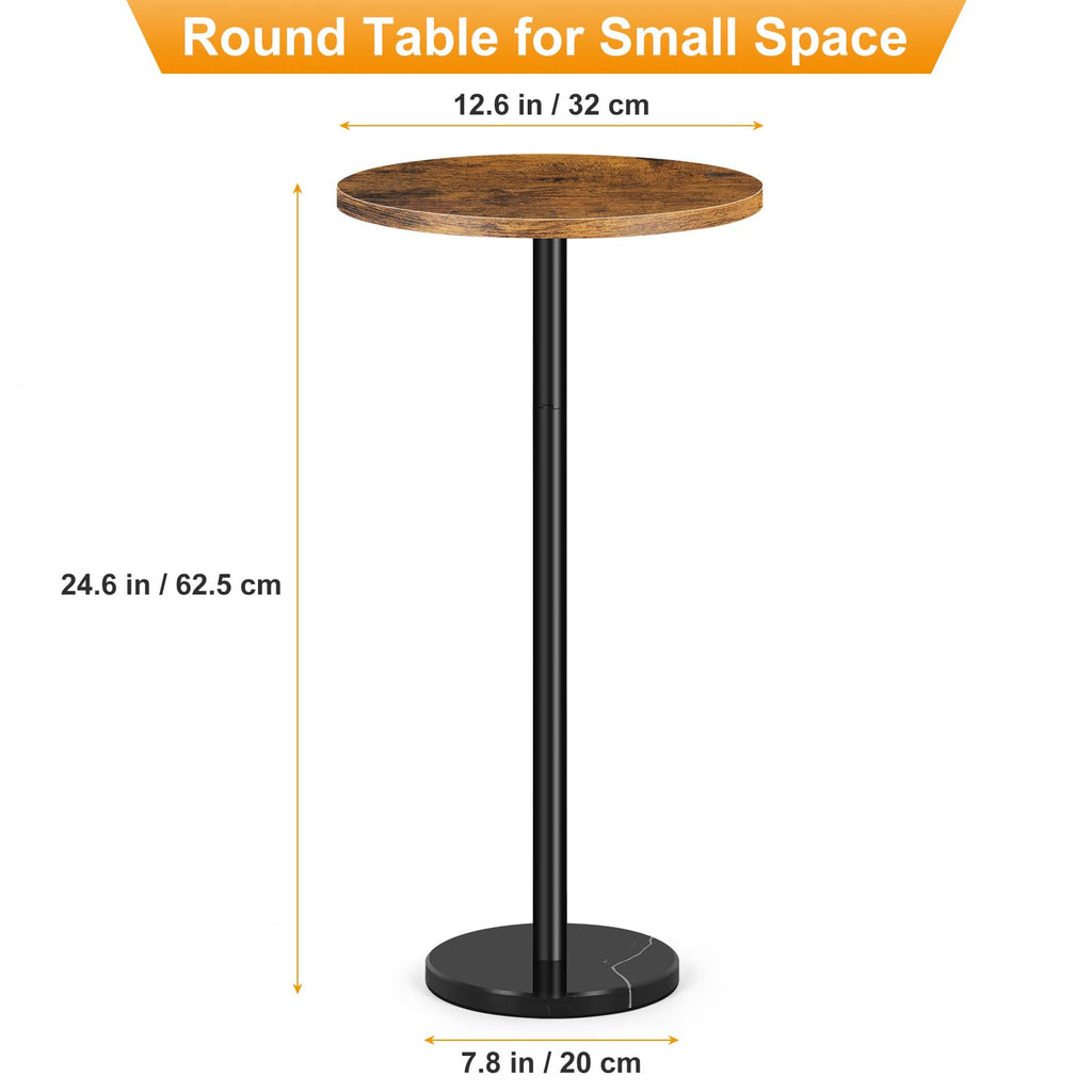 Smusei 2-Pack Round Side Table with Marble Base – Brown Coffee Table