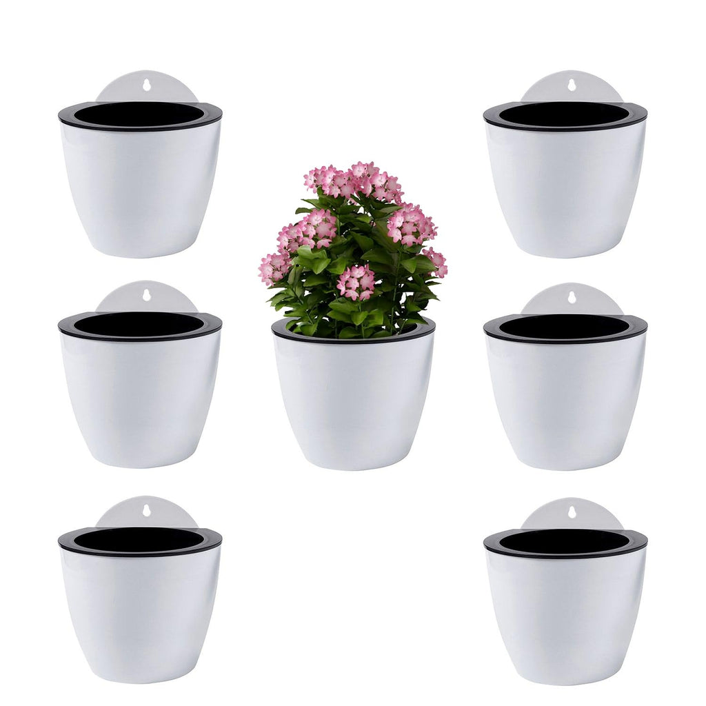 ShoppeWatch 7-Pack Self Watering Wall Planters - 7 Inch Indoor Outdoor Pots