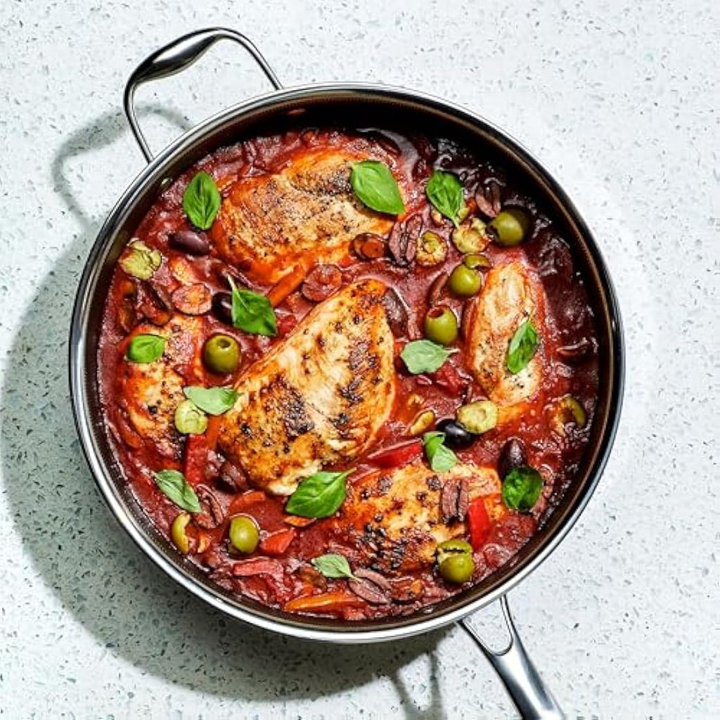 HexClad 5.5L Hybrid Deep Sauté Pan | Nonstick Stainless Steel with Lid