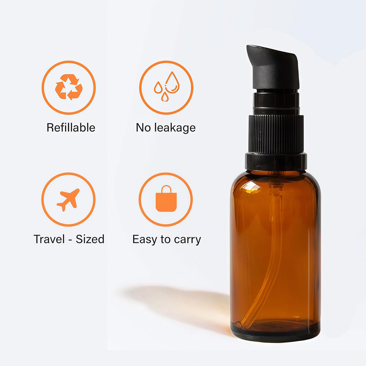 TUPANDY 3PCS 100ml/3.3oz Amber Glass Lotion Bottles Empty Refillable Cosmetic Makeup Travel Size Pump Dispenser Container Jars for Aromatherapy - image 5
