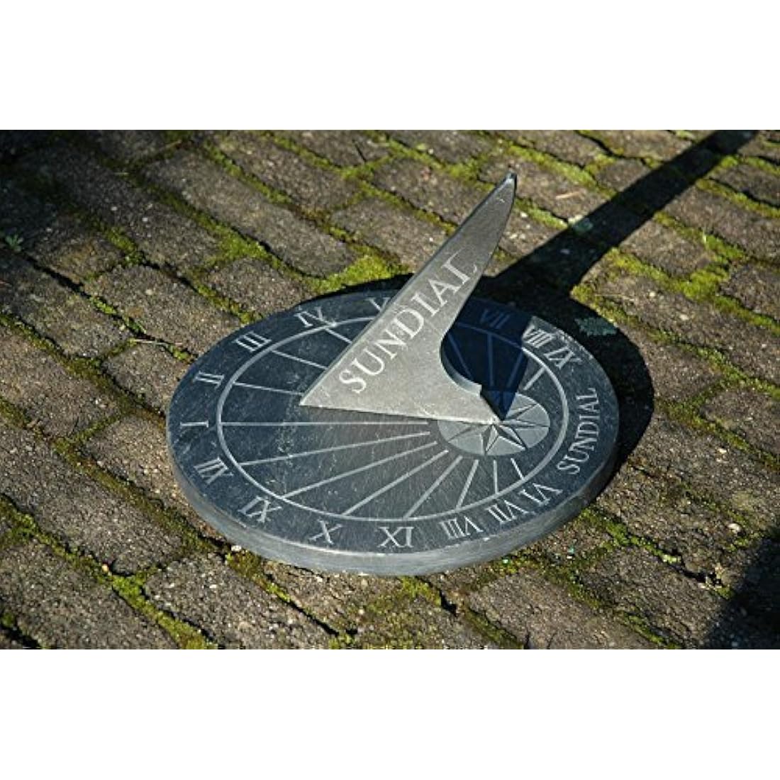 Esschert Large Round Slate Garden Sundial - Blue Stone Decor, 9.75"