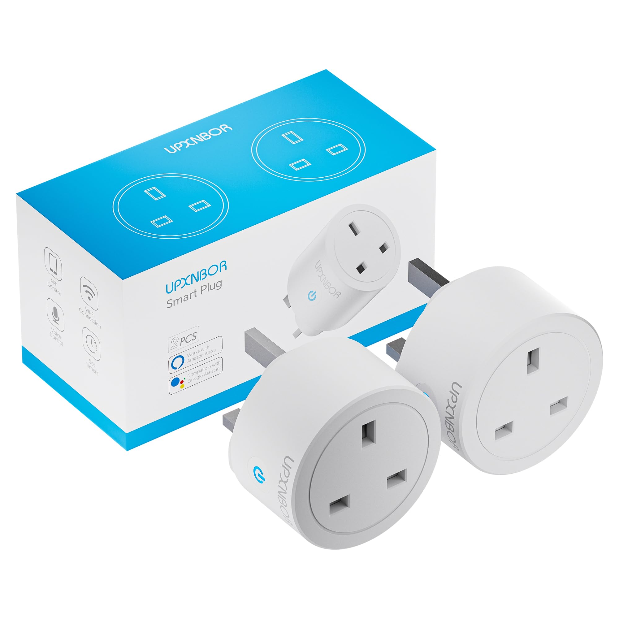 UPXNBOR Smart Plug Wi-Fi Outlet with Energy Monitoring (2 Pack)
