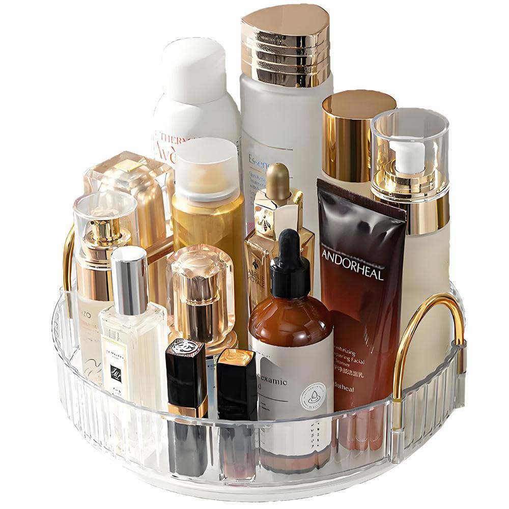 Jolof Store 360 Rotating Makeup Organizer | Clear Skincare & Perfume Tray