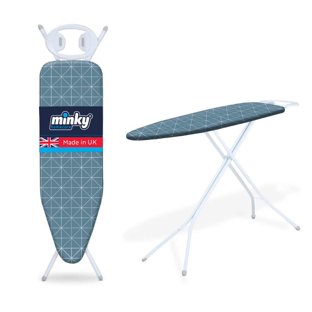 Minky Expert Ironing Board – 122 x 38cm Blue Patterned Laundry Board