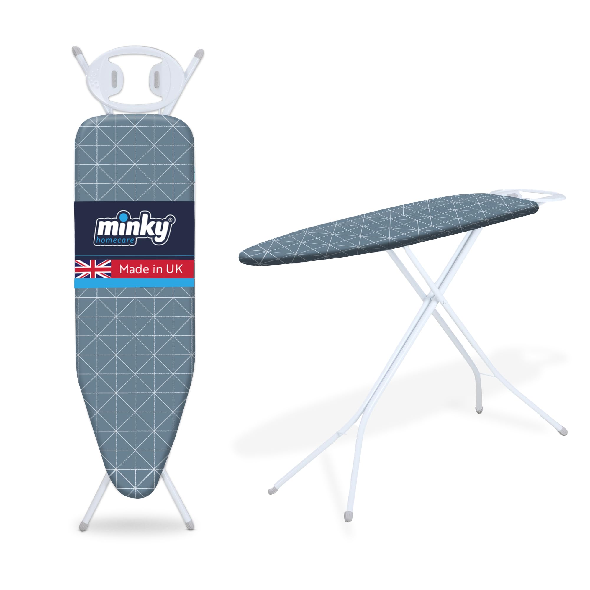 Minky Expert Ironing Board – 122 x 38cm Blue Patterned Laundry Board