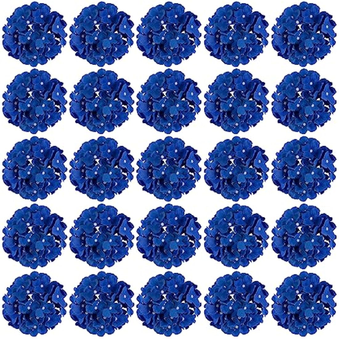 FagusHome 30 Pcs Silk Hydrangea Heads with Stems - Dark Blue Flowers