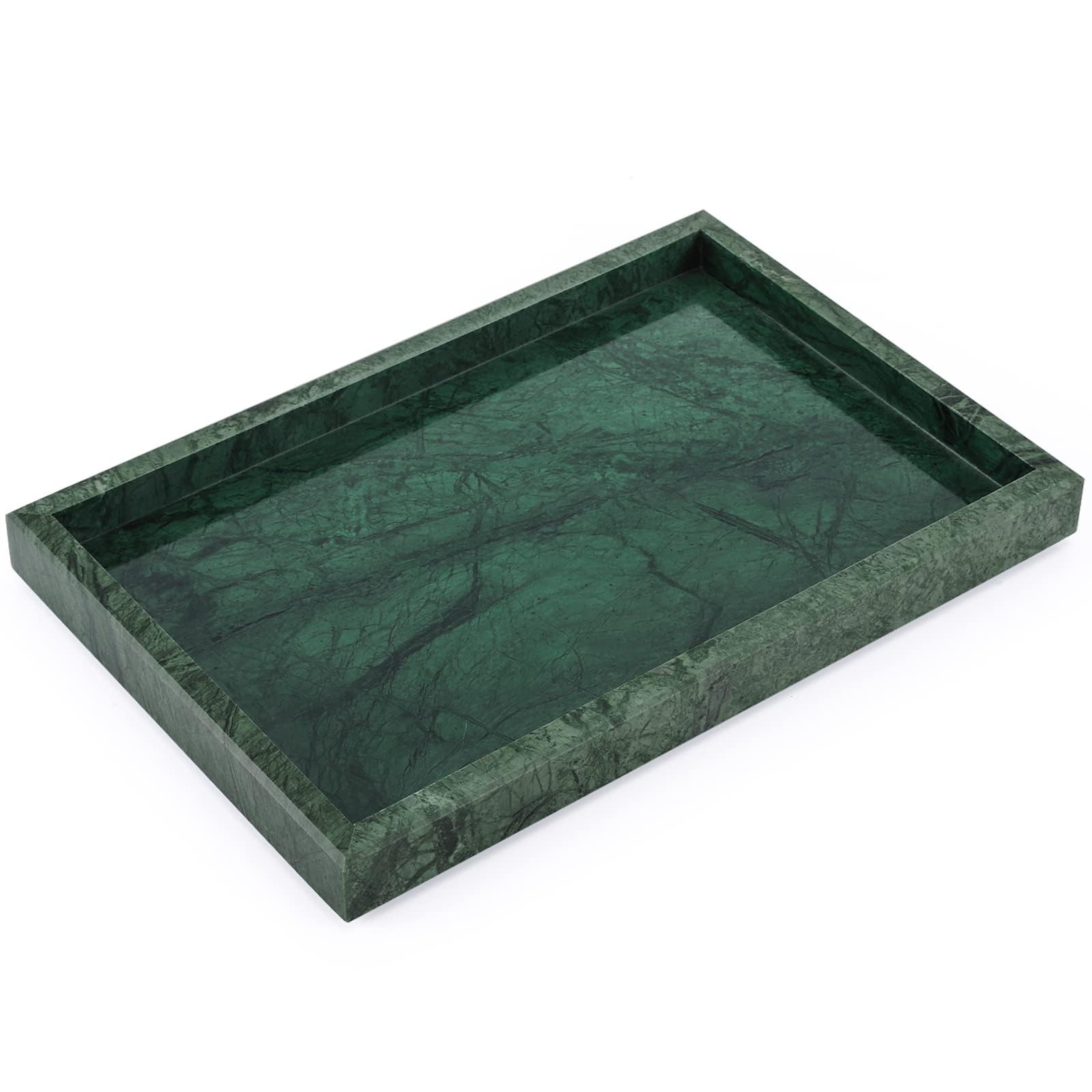 Jolof Store Blackish Green Natural Marble Vanity Tray - 30x20cm Stone