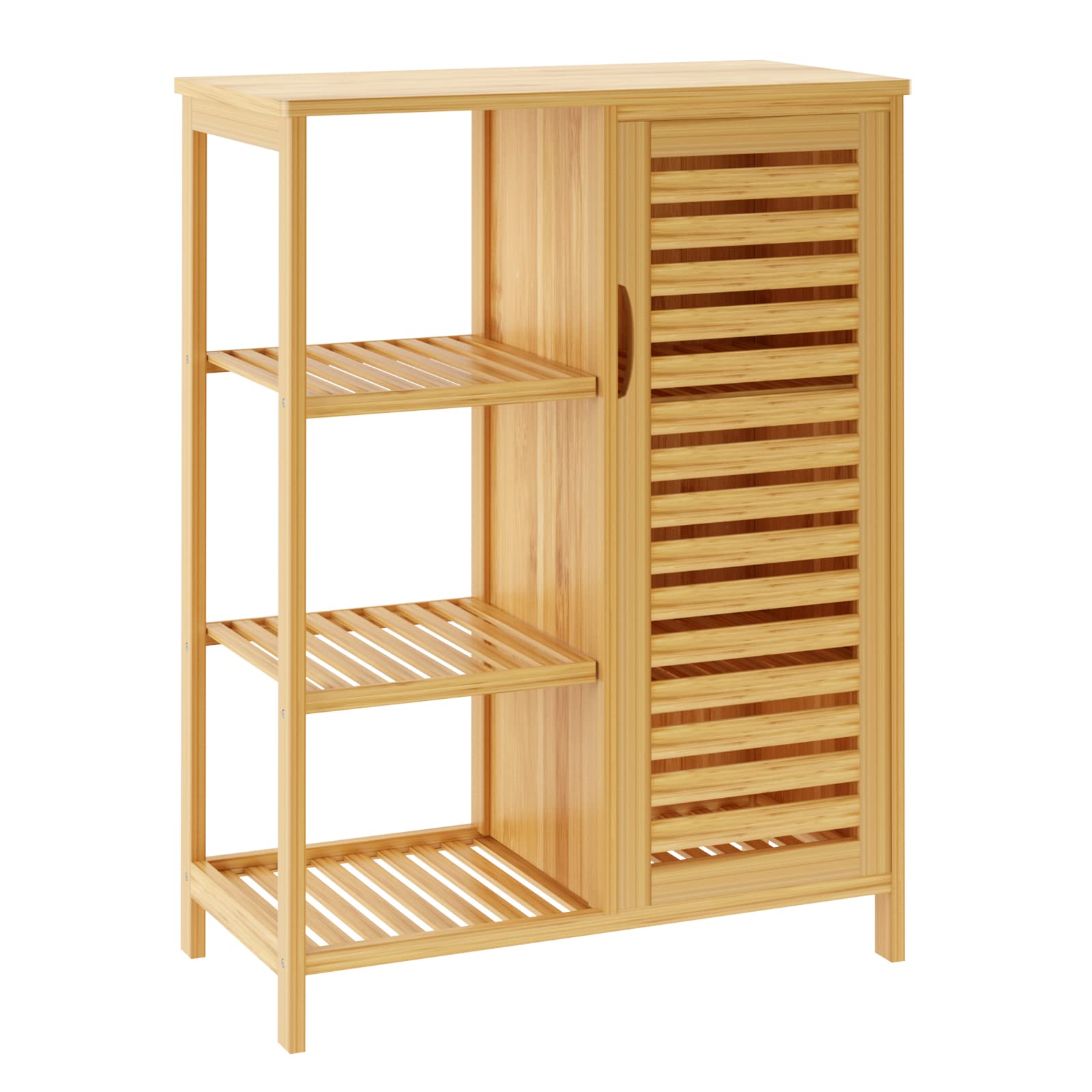 Bamboo Bathroom Floor Cabinet – 3-Tier Corner Storage Organizer