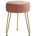 IBUYKE Makeup Vanity Stool, Velvet Round Footrest Ottoman, Pink L/G-30P