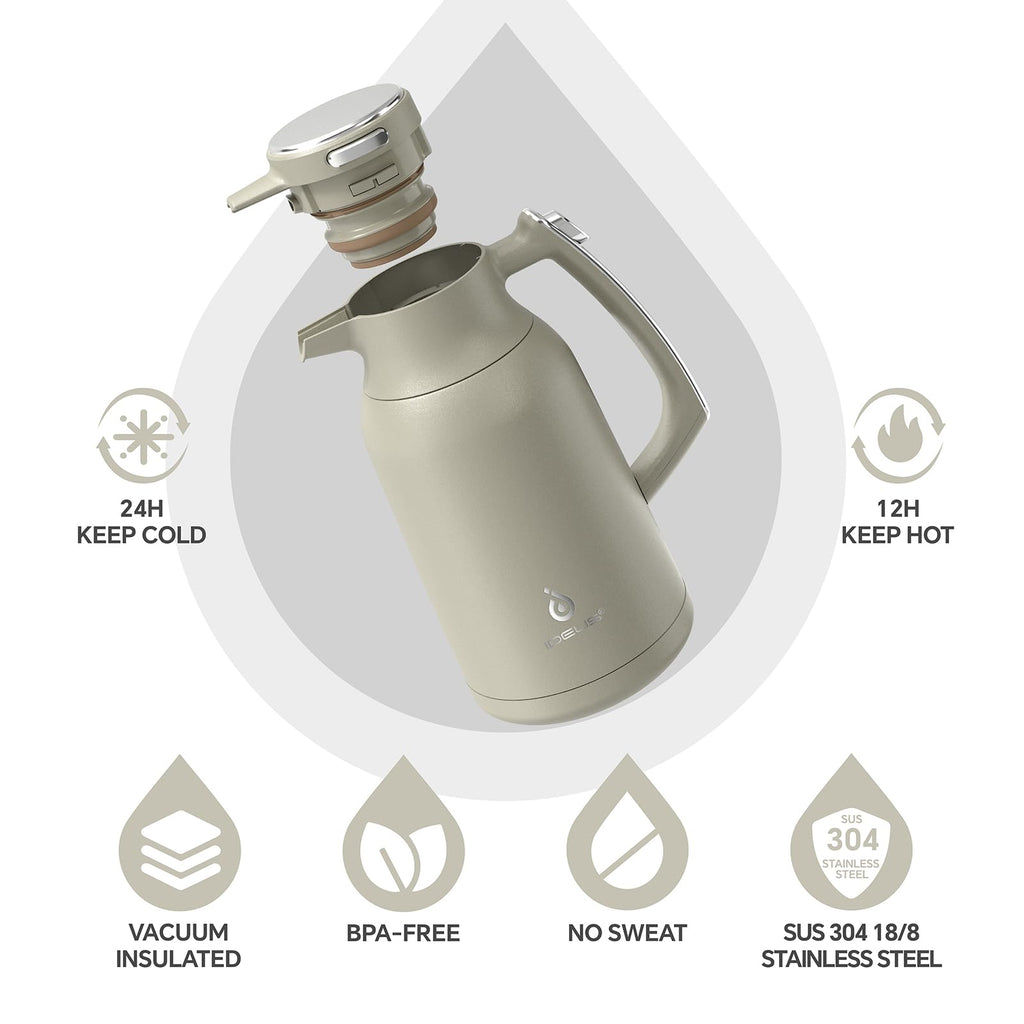 IDEUS 68oz Vacuum Insulated Coffee Carafe – Stainless Steel Thermal Pot