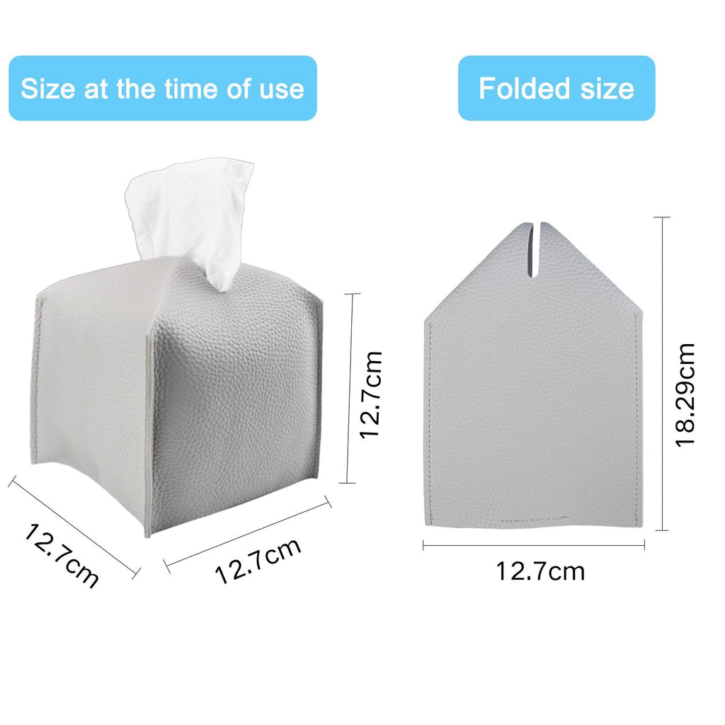 Ulife Mall Tissue Box Cover, Modern PU Leather Square Tissue Box Holder Delicate Decorative Tissues Dispenser Cube Napkin Organizer Holder for - image 2
