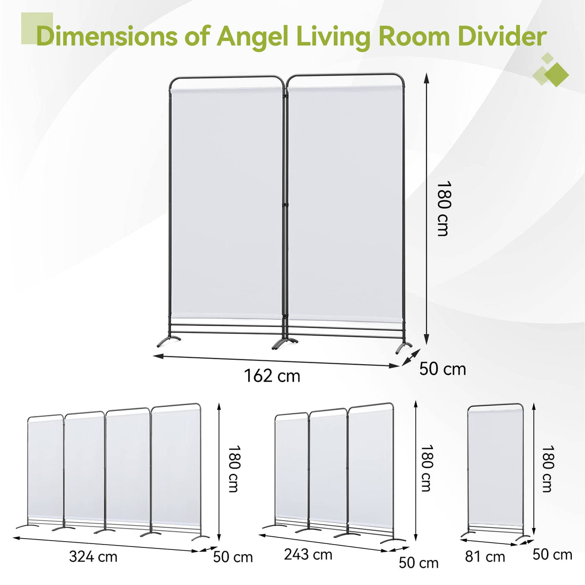 Angel Living 2 Panels Folding Room Divider, Privacy Screen Composed of Polyester Fabric and Sturdy Iron Frame - image 3