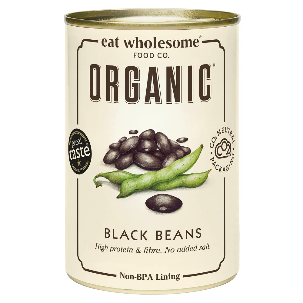 Eat Wholesome Organic Black Beans - 400g Canned Beans (Pack of 12)