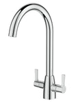 FORIOUS Kitchen Mixer Tap | Dual Lever 360 Swivel Sink Faucet - Chrome