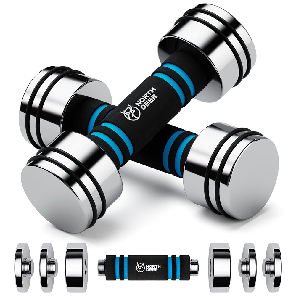 Jolof Store Adjustable Steel Dumbbells | 2.5kg Pair Compact Chrome Set