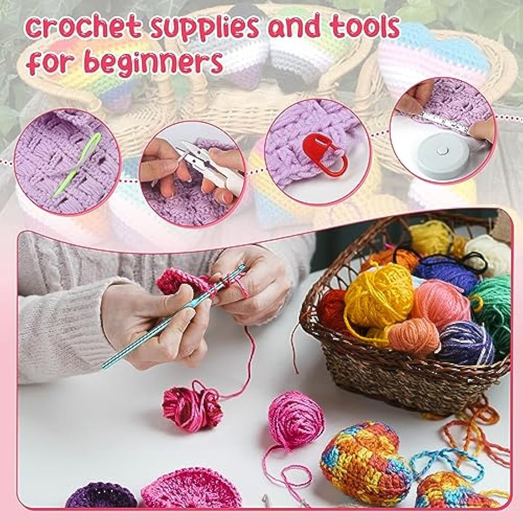 Aeelike Crochet Kit for Beginners - 78pcs Set with 20 Yarn Balls & Tote Bag