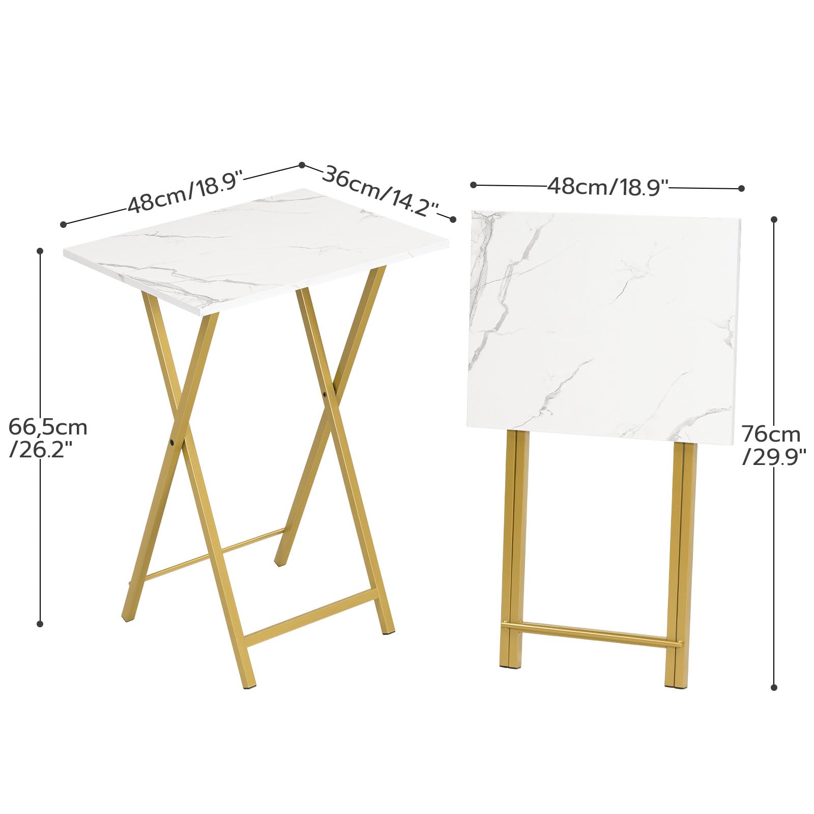 HOOBRO TV Tray Tables Set of 2 – Folding Marble Sofa Laptop Dinner Tables