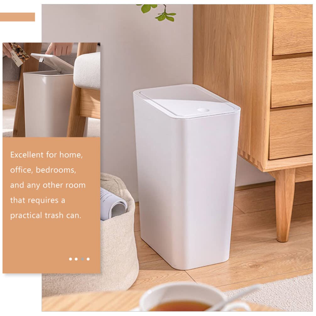 GANAZONO Narrow Garbage can Small Trash Cans with Lid for Bathroom - Garbage Can with Press Type Lid, Narrow Plastic Trash Bin - image 2