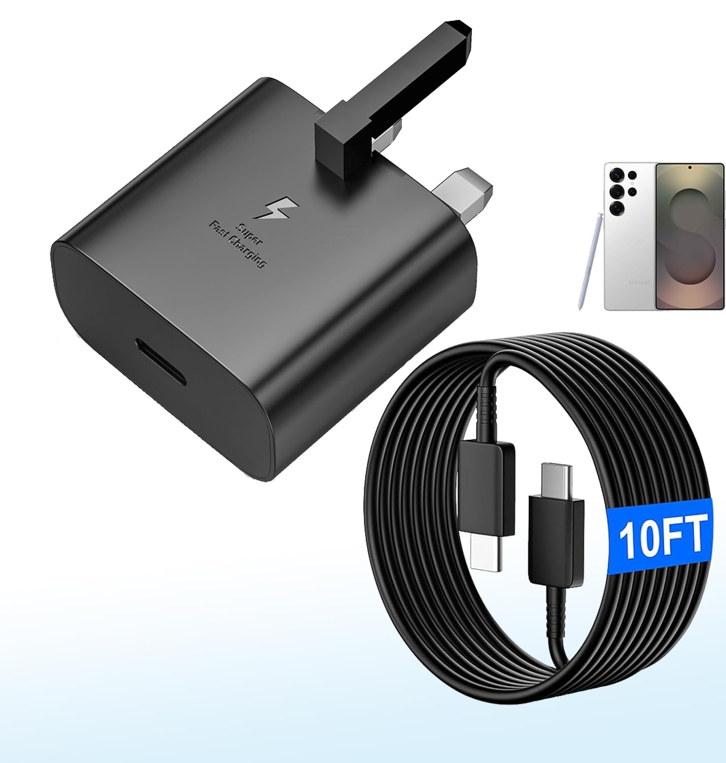 Jolof Store 45W Super Fast Charger for Samsung Galaxy S25 | 3M USB-C Cable