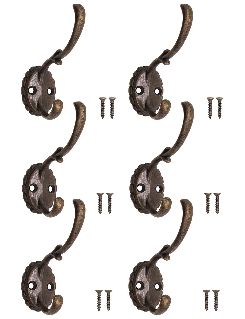 FUXXER® - Antique Coat Hooks, Double Hooks, Towel Hooks, Clothes Hooks, Iron Hooks, Wall Hooks, Brass Bronze Design, Vintage Country House Retro - image 3