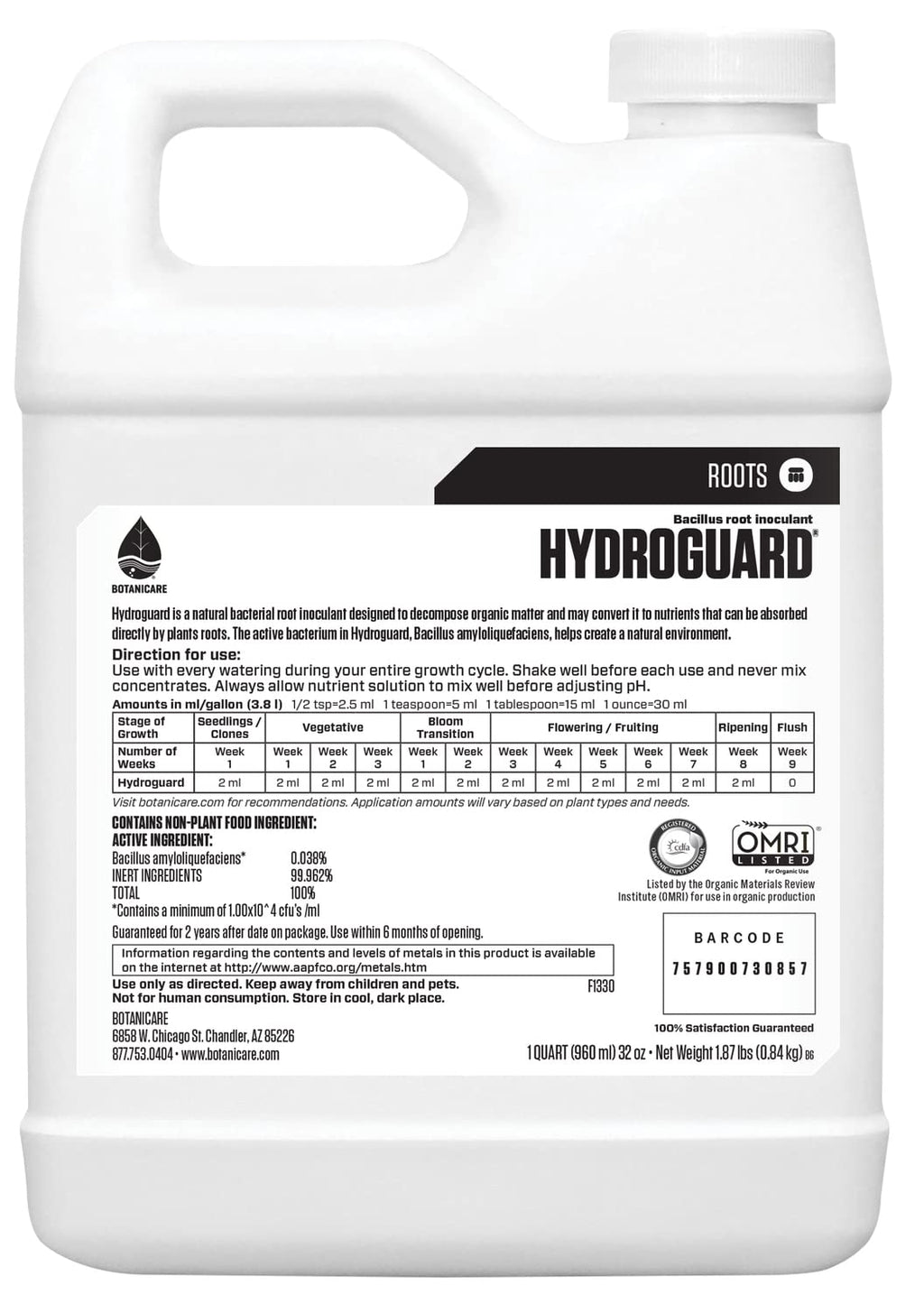 Botanicare Hydroguard Bacillus Root Inoculant for Hydroponics