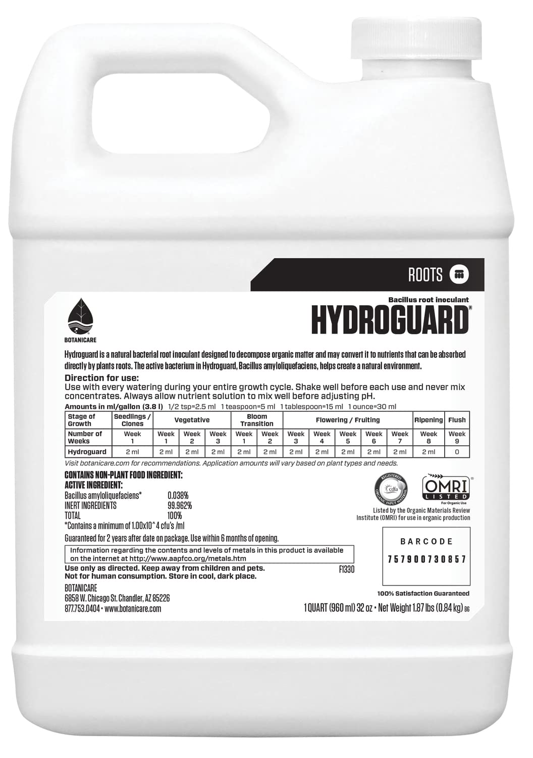 Botanicare Hydroguard Bacillus Root Inoculant for Hydroponics