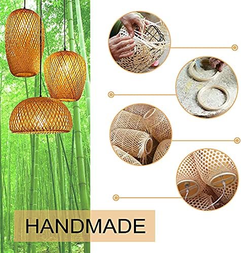 Bamboo Rattan Chandelier – 3-Light Rustic Wicker Pendant