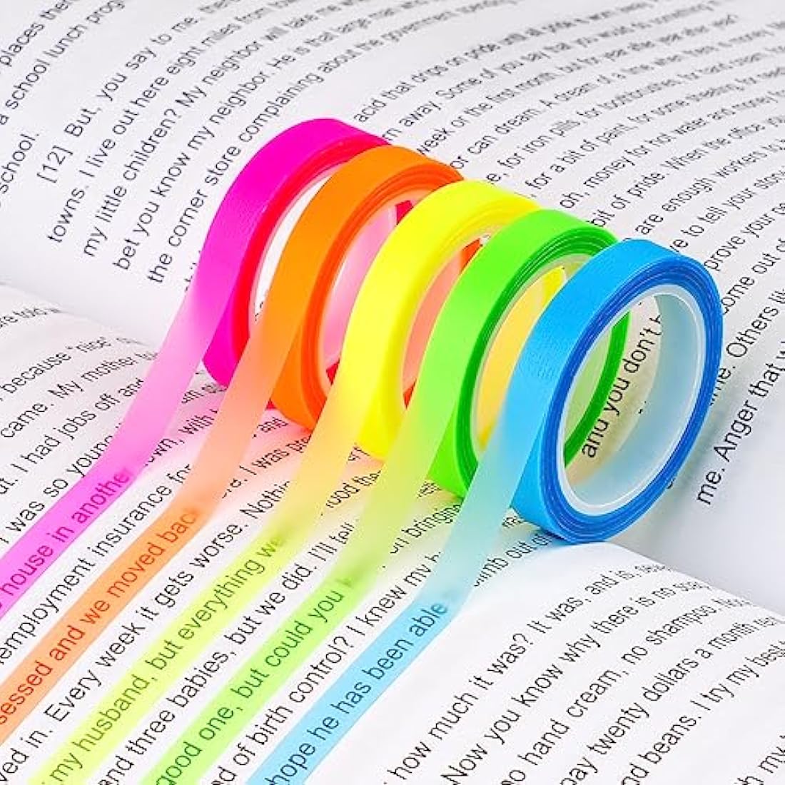 Hoiny Highlighter Tape | 10 Rolls Transparent Sticky Annotation Strips