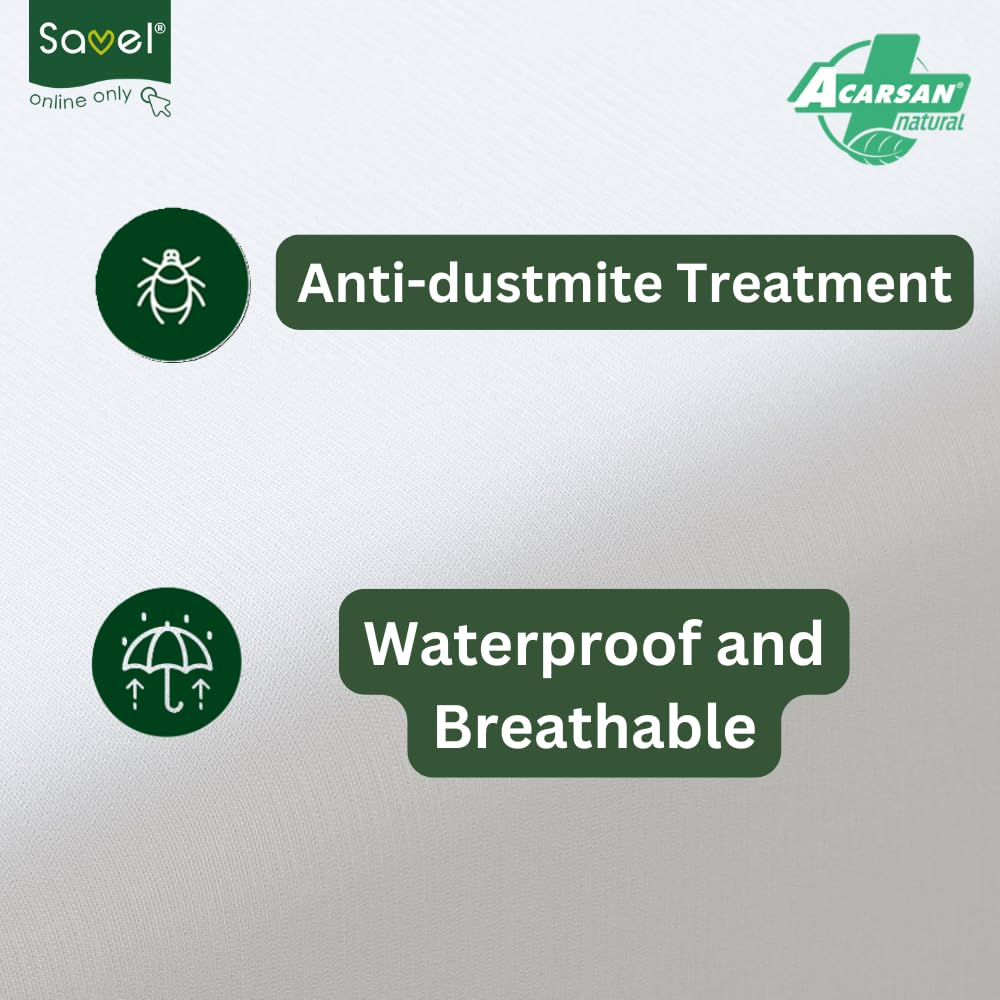Savel - Mattress Encasement 120x190/200 cm Small Double | Waterproof and Breathable Mattress Protector | Deep 30cm Fitted Skirt - White