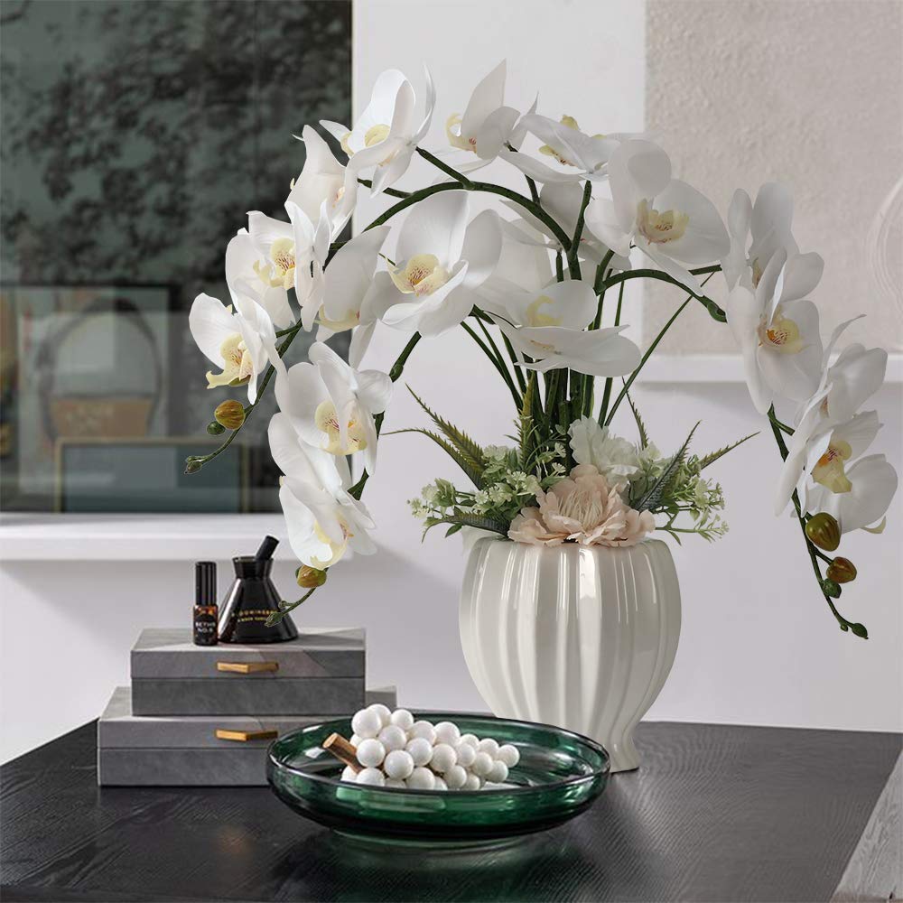 Real Touch Artificial White Orchid in Ceramic Vase - 15.5"