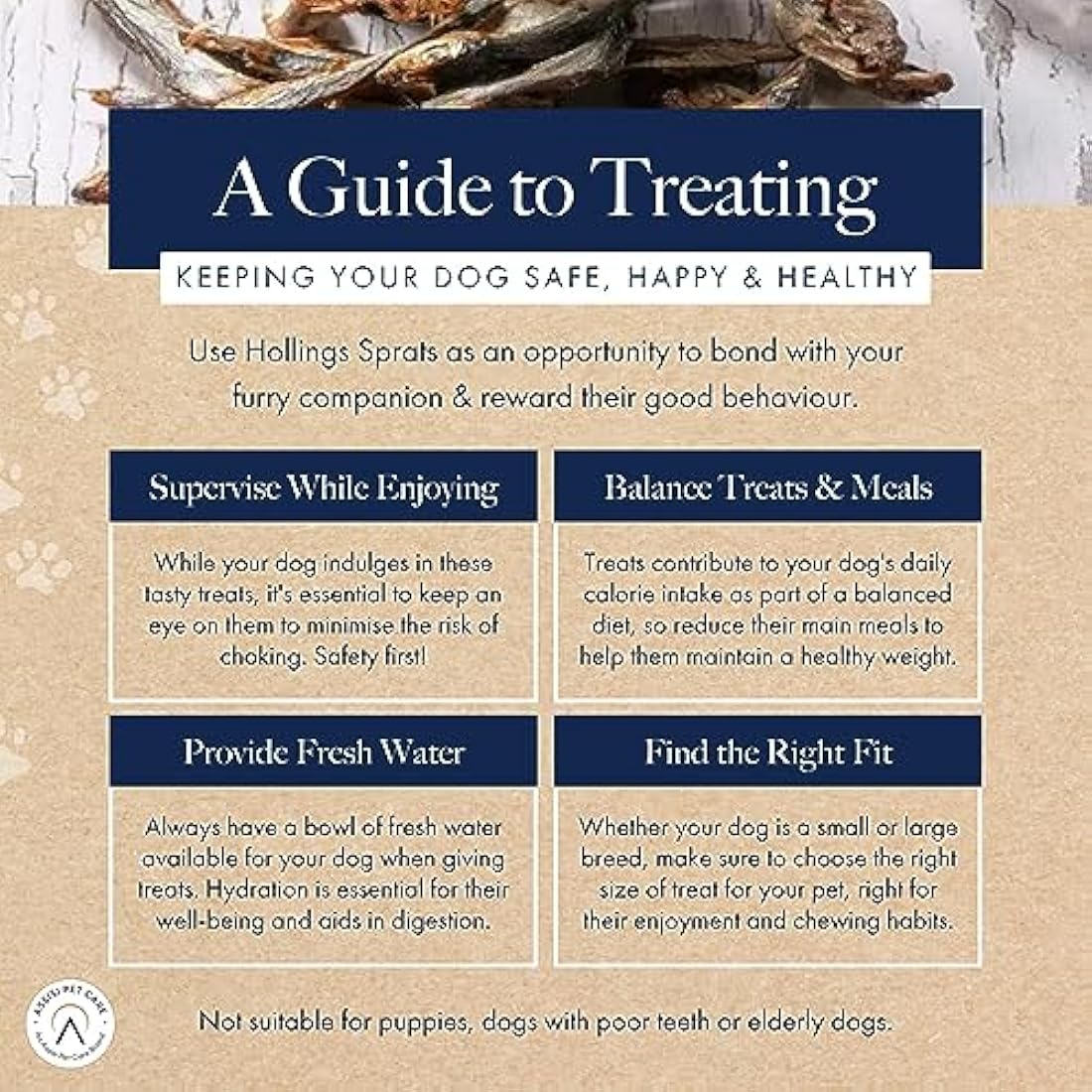 Hollings Natural Sprats Dog Treats | Grain Free & Air Dried - 100g (10 Pack)