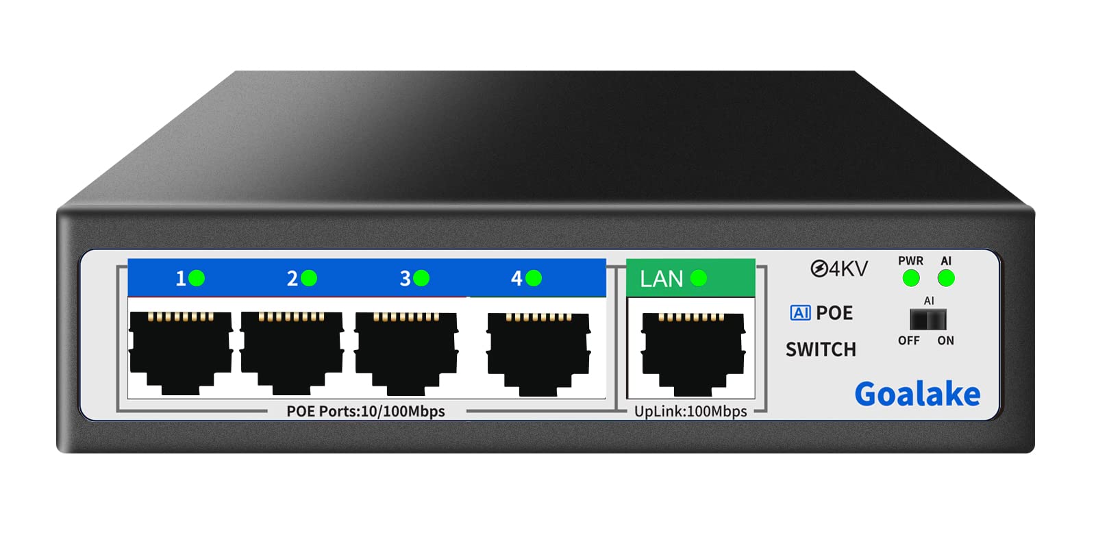 Goalake 5 Port PoE+ Switch | 4 PoE Ports + 1 Uplink | 52W Unmanaged