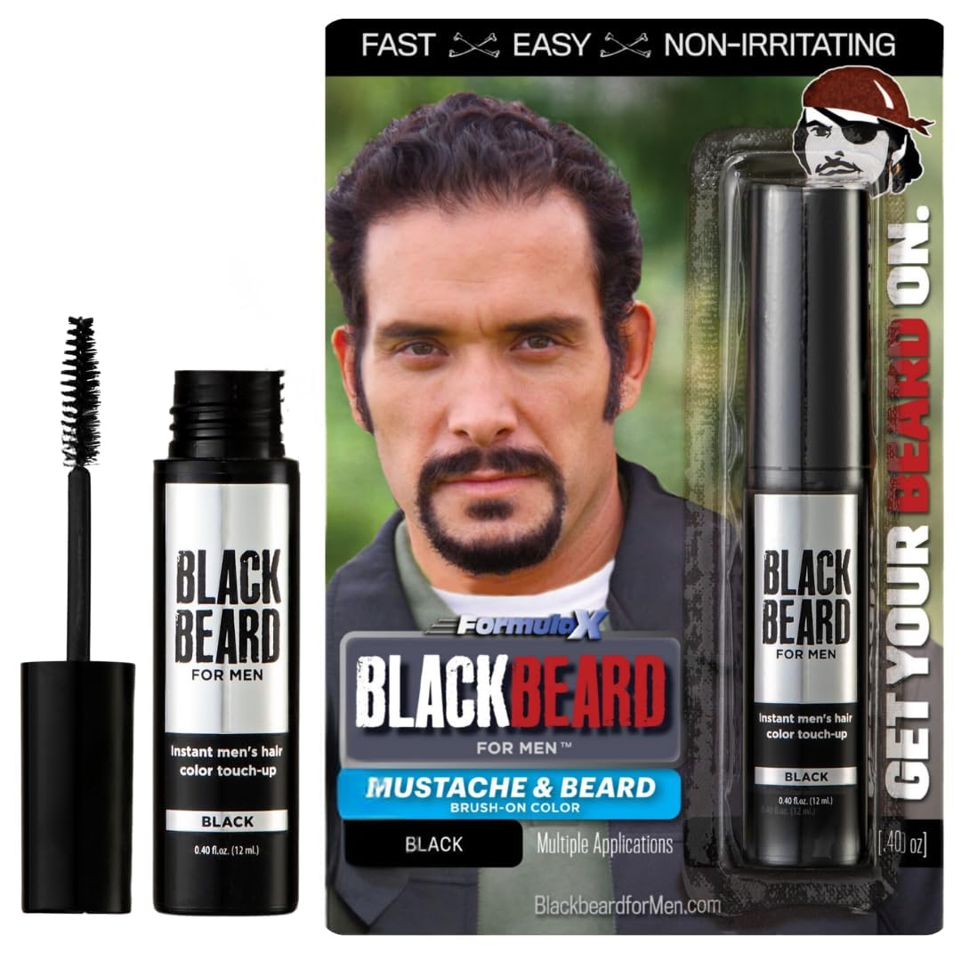 Blackbeard for Men Instant Beard and Mustache Color – Black, 12ml