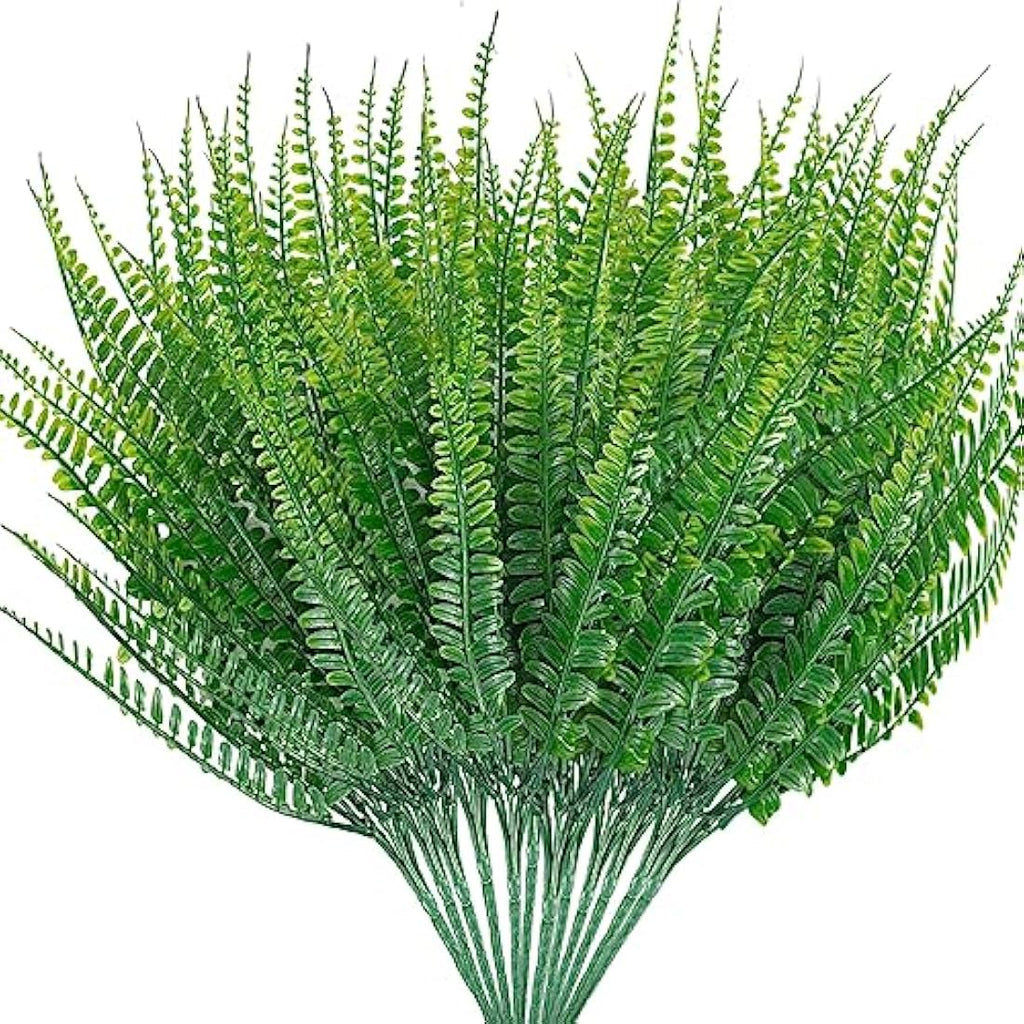 Jolof Store Artificial Boston Fern Plants - 12Pcs Faux Greenery Bushes