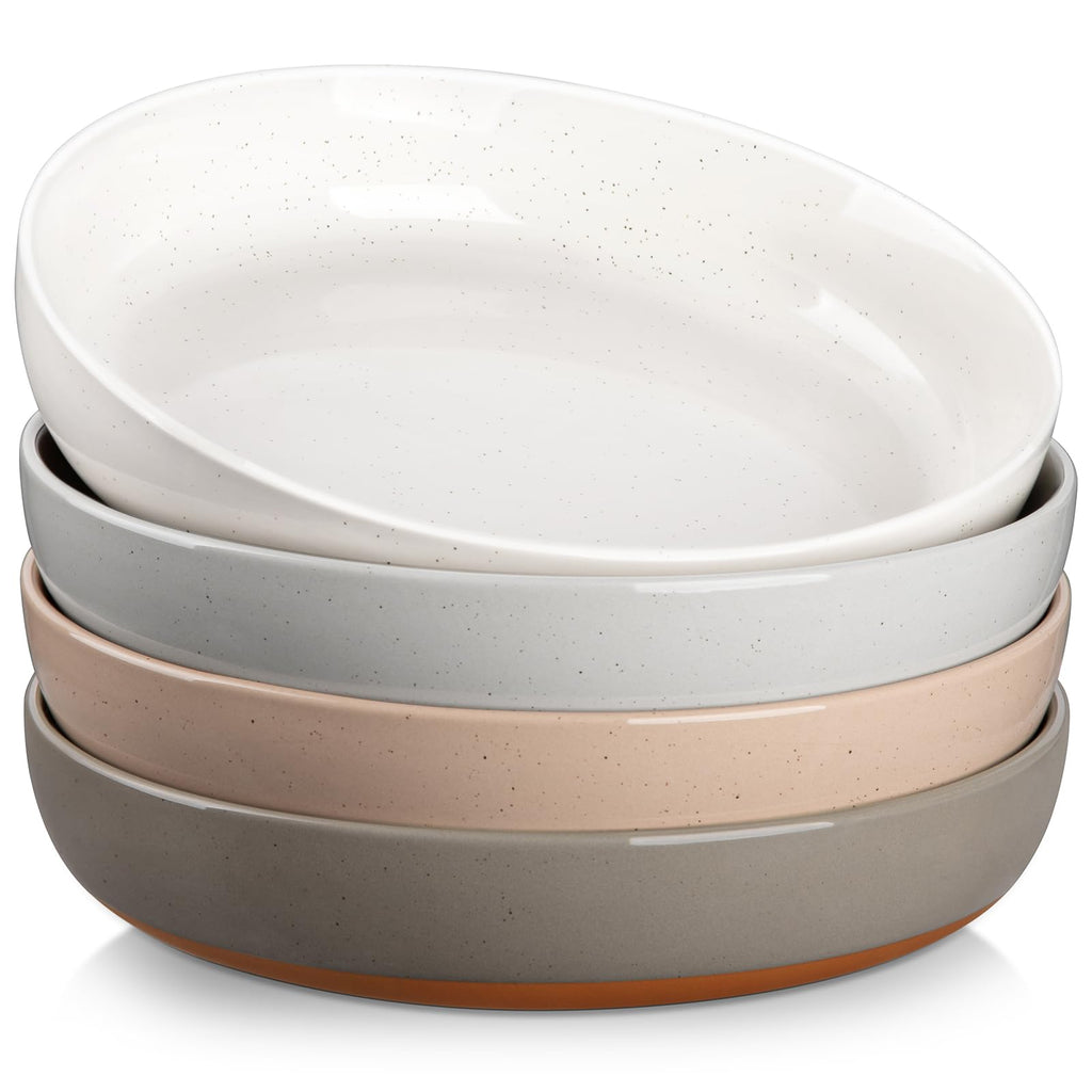 MALACASA Tara 48oz Ceramic Pasta Bowls - Set of 4 Large 9-Inch Bowls