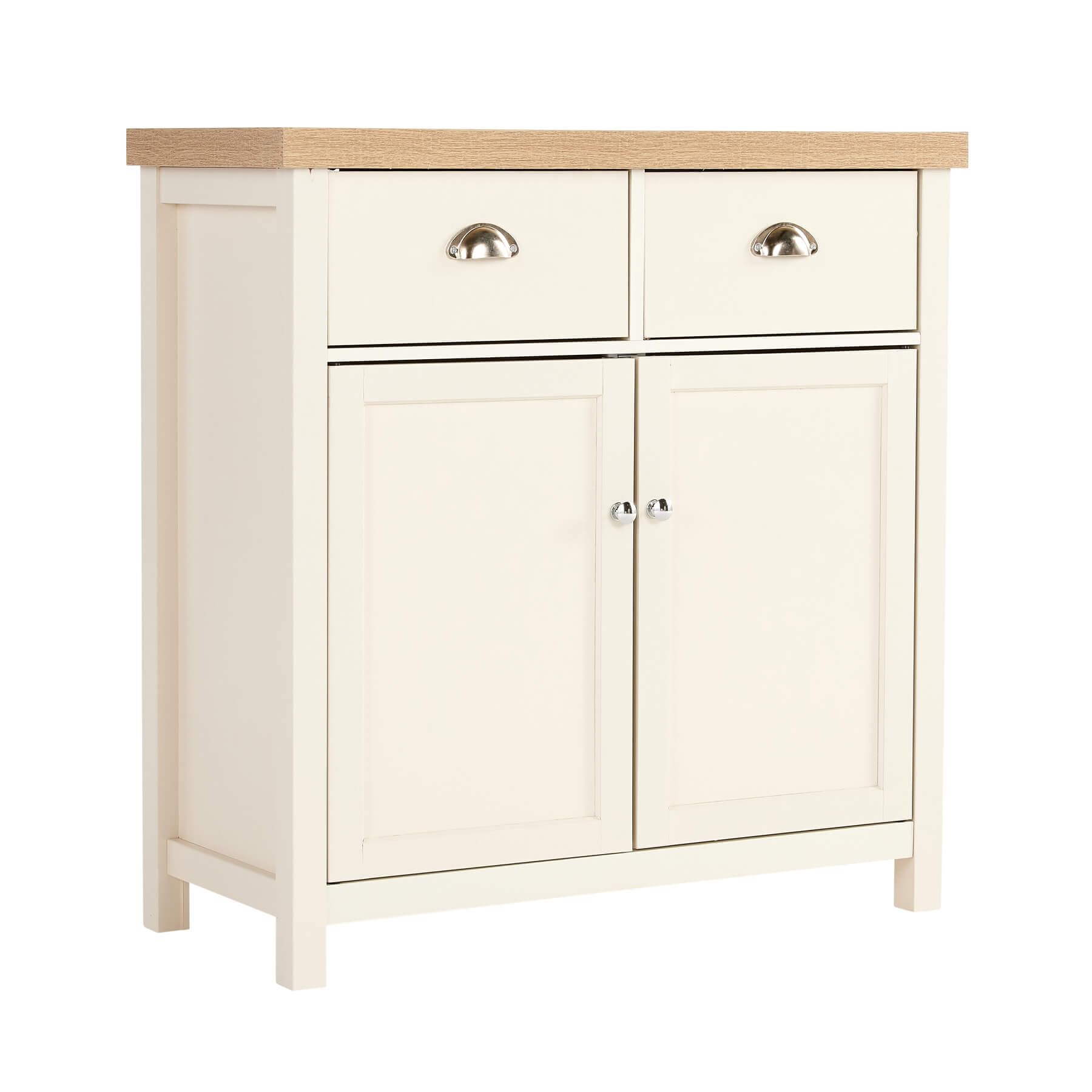 Jolof Store Avon Compact Sideboard – 2 Door 2 Drawer Oak & Cream