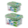 SINBINTA 2-Pack Clear Plastic Medicine Storage Organiser Green