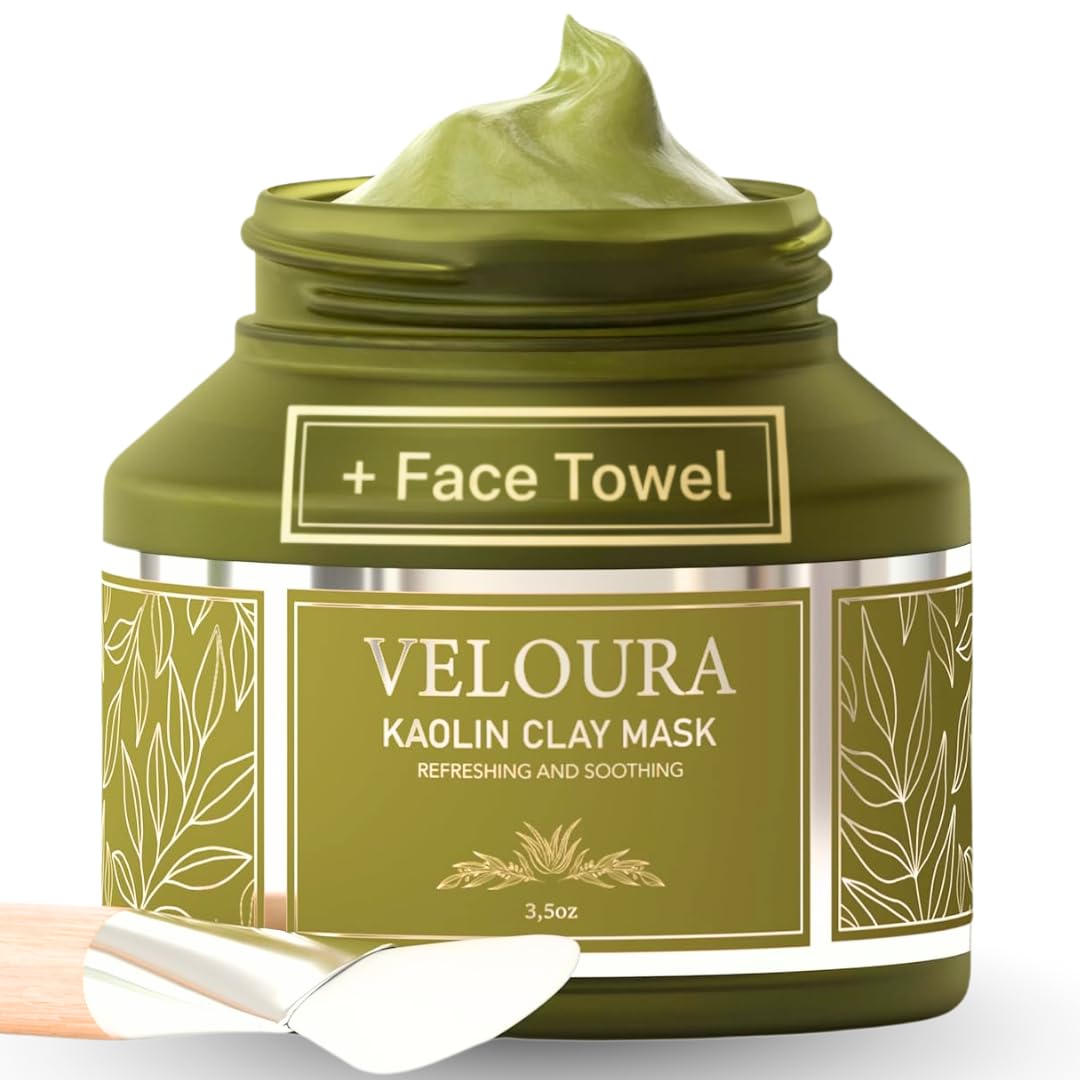 Veloura Green Tea Clay Face Mask - Pore Minimizing Kaolin & Niacinamide