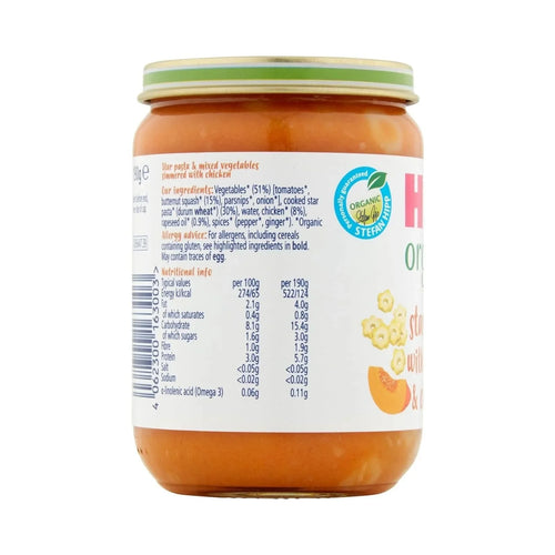 HiPP Organic Star Pasta with Squash & Chicken Baby Food Jar 7+ months 190g
