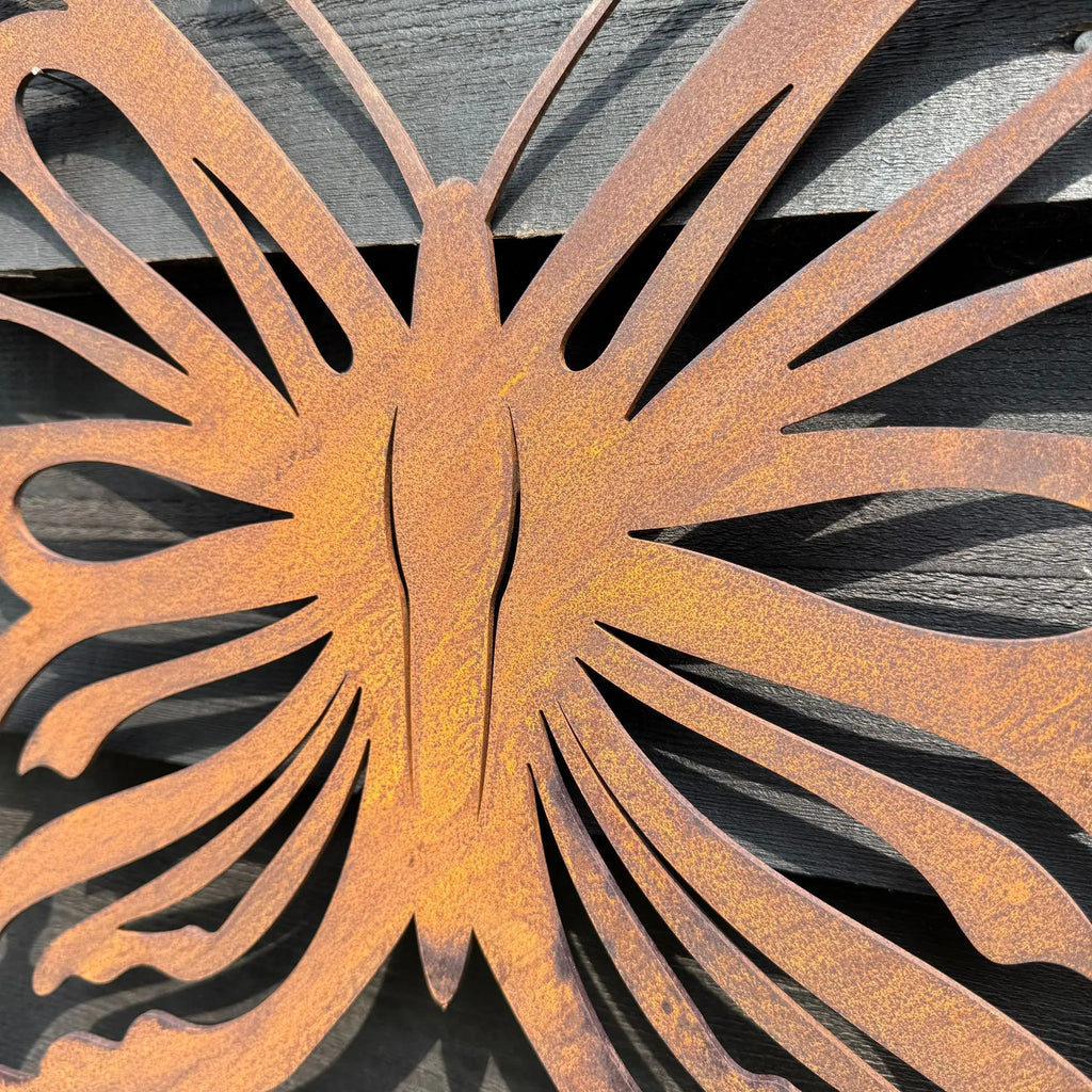 Large Rusty Metal Butterfly Wall Art – Rustic Steel Garden Ornament