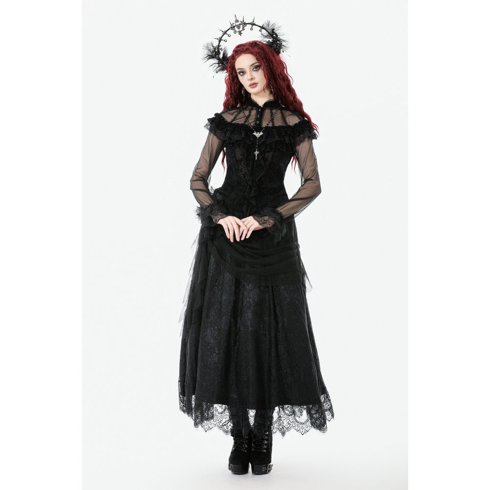 Dark in Love Seraphina Gothic Blouse – Victorian Ruffle Sheer Top