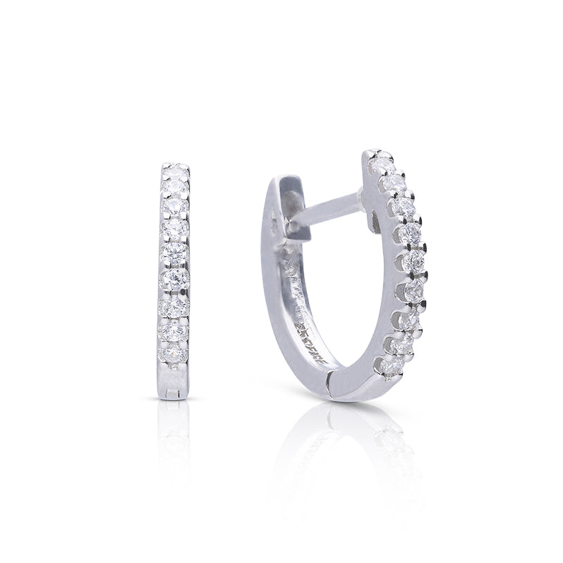 Diamonfire Pave Set Hoop Earrings by Gecko Jewellery – Silver Finish